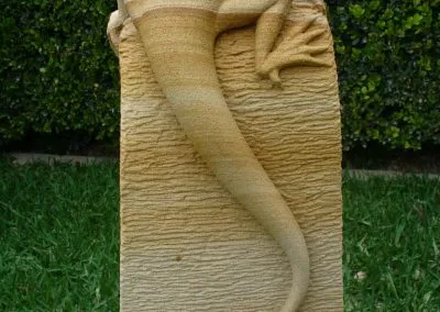 sandstone lizard carving